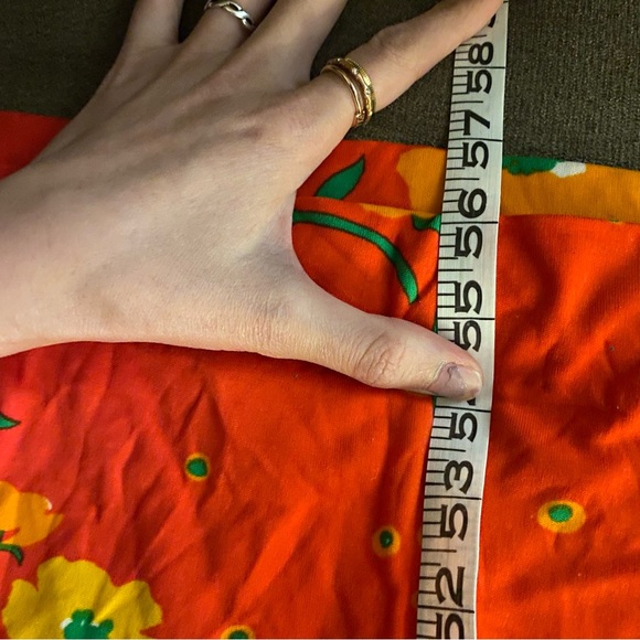 Vintage Leslie J bright red floral flower ruffle top maxi dress S Hawaiian - Picture 4 of 14